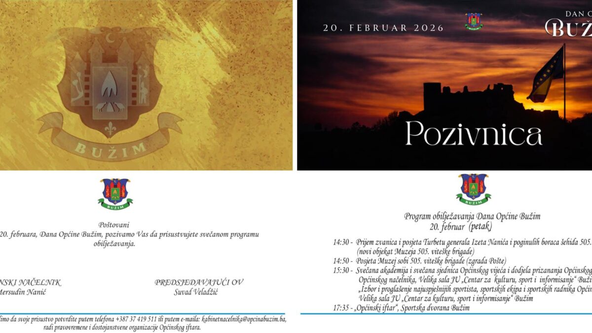 NAJAVA OBILJEŽAVANJA DANA OPĆINE BUŽIM